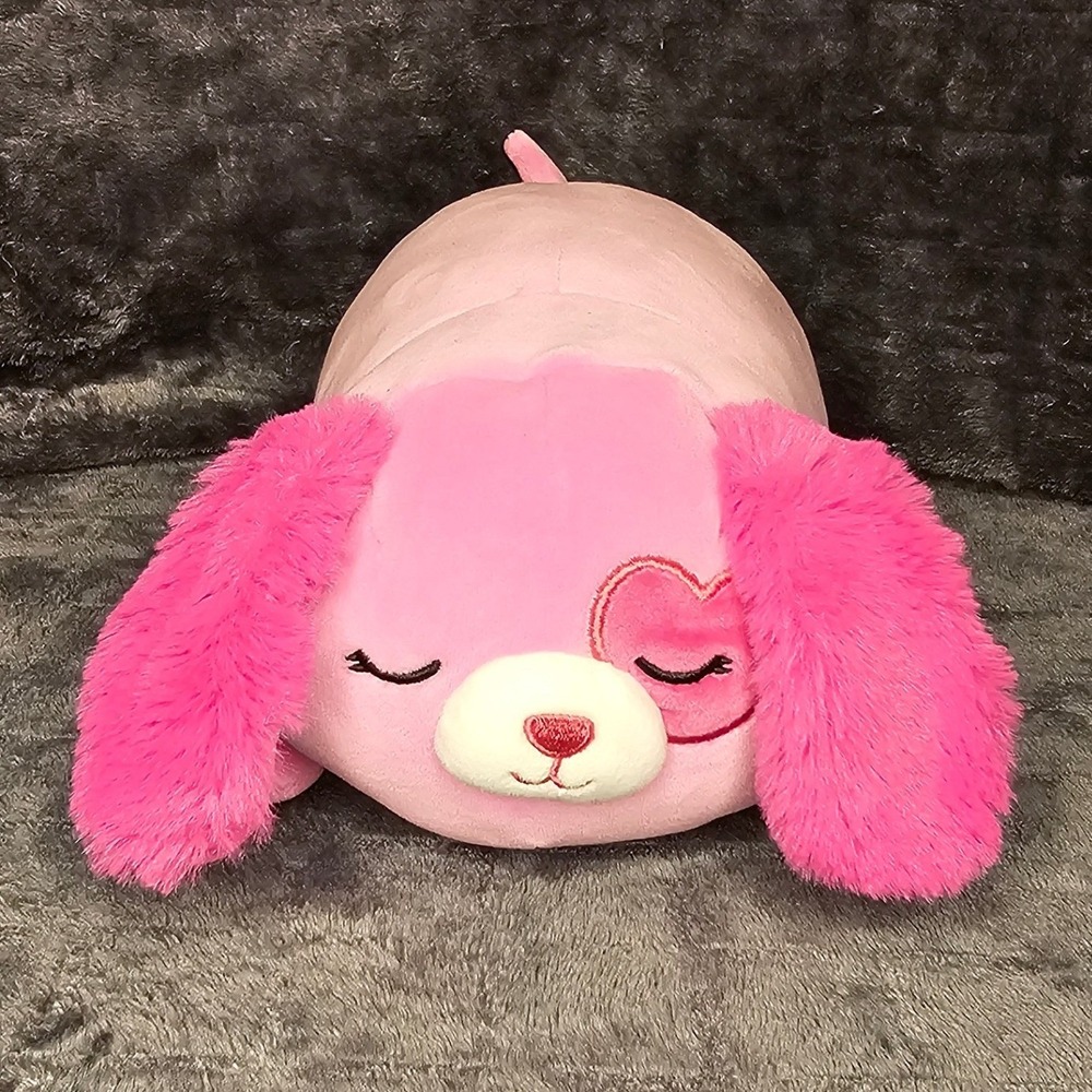 Squishmallows Sager Dog 8" Plush Sleep-A-Mallow Pink Heart Eye Valentine Rare